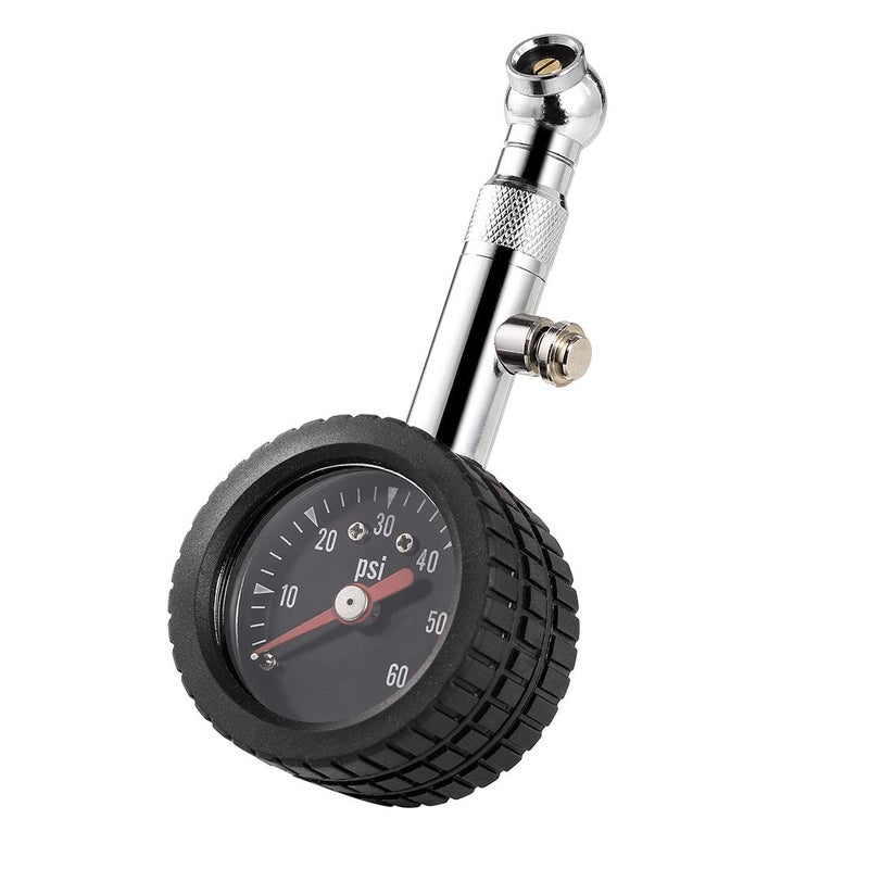 CZC AUTO Heavy Duty Tire Pressure Gauge, ANSI B40.1 Accurate Mechanical Air Gage, Chrome Plated Brass Stem Rotating Single Chuck Dial Wheel Pressure Tester for Motorcycle Bike Car RV Bicycle, 0-60PSI - Image 1